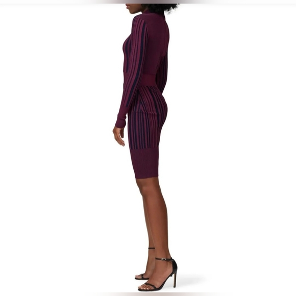 Hervé Léger Striped Sheath Knit Dress in Purple, Womens Bodycon Size S MSRP $990 - Picture 2 of 11